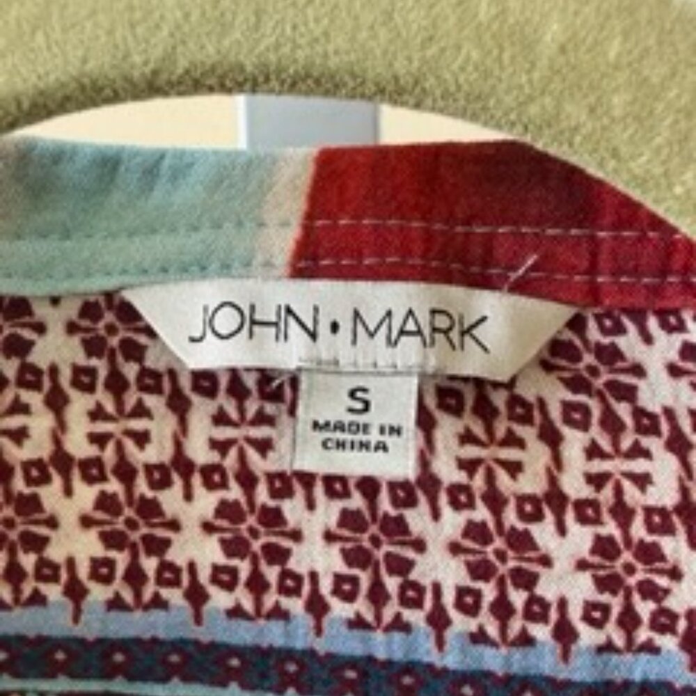 John Mark Multicolor Striped Patchwork Button Fro… - image 6